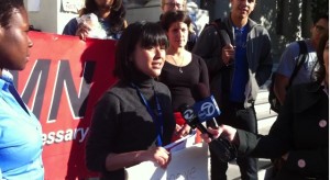 Photo of press conference announcing Occupy Cal lawsuit against police brutality