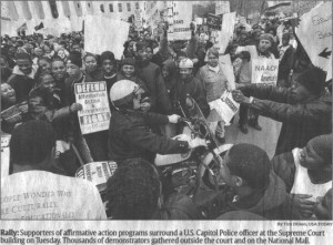 Scene from BAMN's March on Supreme Court April 1, 2003 to defend affirmative action in Grutter v. Bollinger