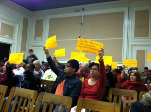 Protest against pro-charter Edmond Heatley, the School Board's final choice fall 2012 for BUSD superintendent