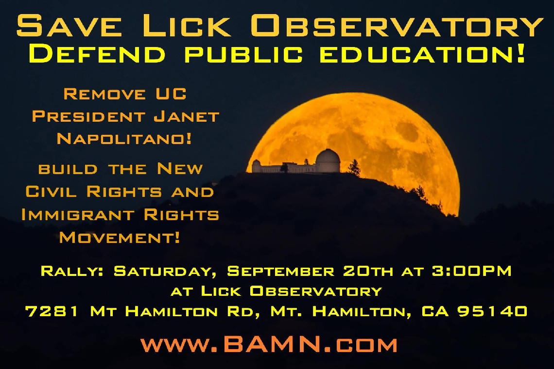 Save Lick Observatory!  Defend Public Education!